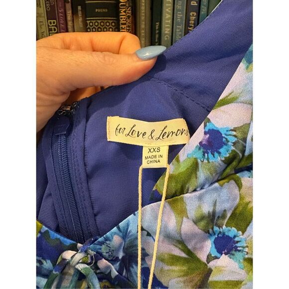 NWT For Love & Lemons x Revolve Astor Blue Floral Mini Dress Size XXS - Picture 7 of 9